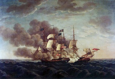 USS Constitution vs HMS Guerriere by Michele Felice Cornè